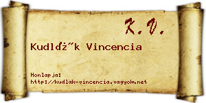 Kudlák Vincencia névjegykártya